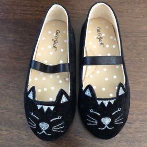 Kitty Cat Toddler Black Velvet Flats